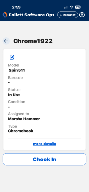 Asset details screen.